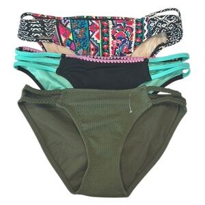 Xhilaration bikini swim bottoms bundle of 3 in green black size XS